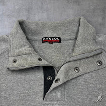 Load image into Gallery viewer, Kangol Elite Collection Mens Grey Quarter Zip Snap Neck Sweatshirt XL