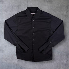 Load image into Gallery viewer, Calvin Klein Mens Black Self Stripe Shirt 15.5 32/33 Slim Fit Formal Medium