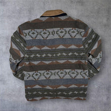 Load image into Gallery viewer, Vintage Allison Wingate Aztec Geometric Blanket Jacket Suede Collar 90s XL