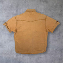 Load image into Gallery viewer, Vintage Western Style Heavy Cotton Washed Brown Short Sleeve Shirt