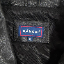 Load image into Gallery viewer, Kangol Genuine Leather Jacket Mens XL L Black Vintage Bomber Zip Up Coat