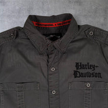 Load image into Gallery viewer, Harley Davidson Genuine MotorClothes Mens L Grey Embroidered Biker Shirt