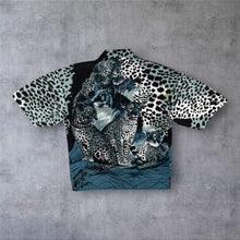 Load image into Gallery viewer, Early 00's Euro Moda Y2K Cheetah Leopard Animal Pattern Short Sleeve Shirt