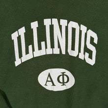 Load image into Gallery viewer, Vintage 90s Lee Cross Grain Illinois Alpha Phi Sweatshirt XL L Green USA Made