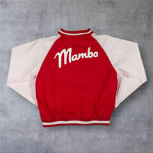 Load image into Gallery viewer, Vintage 2001 Mambo Goddess Varsity Bomber Jacket Womens 10 Y2K Red White Surf