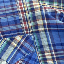 Load image into Gallery viewer, Vintage Dale's Western Shirt Made USA Blue Plaid Pearl Snap Cowboy Short Sleeve
