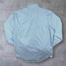 Load image into Gallery viewer, CK Calvin Klein "Slim Fit Infinite Non Iron" Blue White Striped Long Sleeve Cotton Dress Shirt