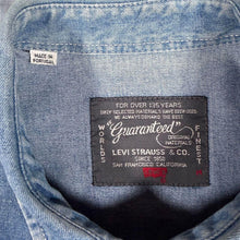 Load image into Gallery viewer, Vintage 90s Levi's Western Denim Shirt M Made Portugal Pearl Snap Red Tab Cowboy