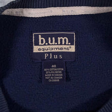Load image into Gallery viewer, Vintage 90s BUM Equipment 72 Sweatshirt Navy Made in Canada Size 40 Boxy