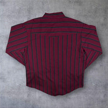Load image into Gallery viewer, Vintage Plains Western Wear Cowboy Red Striped Long Sleeve Popper Shirt