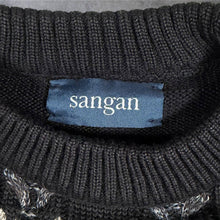 Load image into Gallery viewer, Vintage Pierre Sangan Wool Blend Embroidered Knit Jumper Black 80s 90s UK Made L