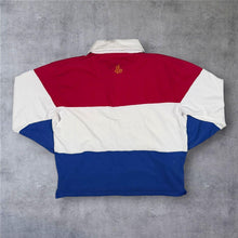 Load image into Gallery viewer, Lazy Jacks Rugby Shirt Mens XL Red Blue White Embroidered Crest Long Sleeve Polo