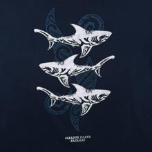 Load image into Gallery viewer, Paradise Island, Bahamas Tourist Shark Souvenir Graphic Navy Blue T-Shirt
