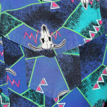 Load image into Gallery viewer, Vintage 90s Wrangler Cowboy Cut Shirt 17 35 L XL Longhorn Skull Aztec Pearl Snap