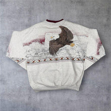 Load image into Gallery viewer, Vintage 1994 Artisans Janelle Thompson Bald Eagle AOP Sweatshirt 90s USA XL