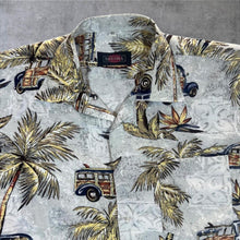 Load image into Gallery viewer, Vintage Shenma Hawaiian Tropical Palm Car Patterned Short Sleeve Polyester Shirt