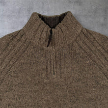 Load image into Gallery viewer, M&S Blue Harbour Mens Medium Brown Wool Blend Chunky Knit Quarter Zip Jumper