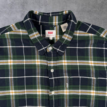 Load image into Gallery viewer, Levi's Navy Green White Yellow Check Long Sleeve Cotton Shirt