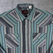 Load image into Gallery viewer, Vintage Laredo Western Cowboy Blue Grey Striped Long Sleeve Popper Shirt