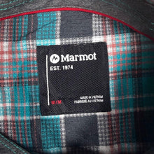 Load image into Gallery viewer, Marmot Mens M Plaid Shirt Teal Short Sleeve Hiking Outdoor Gorpcore Check