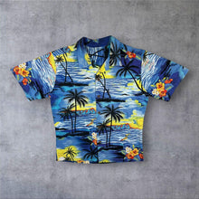 Load image into Gallery viewer, Vintage Palmwave Hawaiian Tropical Pattern Blue Multi Colour Short Sleeve Shirt