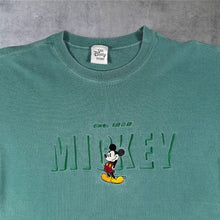 Load image into Gallery viewer, Vintage 90s Disney Store Mickey Mouse Embroidered T Shirt Faded Green Large
