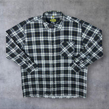 Load image into Gallery viewer, Vintage Worker Black Grey Yellow Check Cotton Long Sleeve Button-Up Flannel Shirt