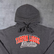 Load image into Gallery viewer, Tarpon Lodge Florida Embroidered Tourist Spellout Dark Grey Hoodie