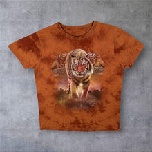 Load image into Gallery viewer, Tiger Animal Wildlife Graphic Orange Tie Dye Cotton Short Sleeve T-Shirt