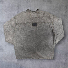 Load image into Gallery viewer, Vintage Cowboy Western Acid Wash Grey Denim Long Sleeve Popper Shirt