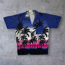 Load image into Gallery viewer, Vintage Ja-Aey Hawaiian Tropical Palm Tree Silhouette Pattern Short Sleeve Shirt