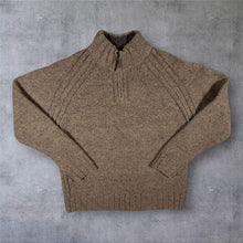 Load image into Gallery viewer, M&S Blue Harbour Mens Medium Brown Wool Blend Chunky Knit Quarter Zip Jumper