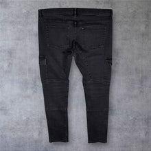 Load image into Gallery viewer, The Kooples Black Cargo Biker Jeans W33 36" Actual Waist Slim Fit Zip Pocket