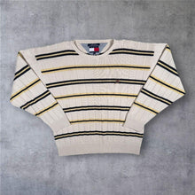 Load image into Gallery viewer, Vintage 90s Tommy Hilfiger Striped Cotton Knit Jumper Crest Logo Large L
