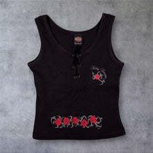 Load image into Gallery viewer, Vintage Y2K Harley Davidson "Foundry, Canterbury" Lace Up Ribbed Knit Tank Top