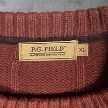 Load image into Gallery viewer, PG Field Mens XL L Rust Brown Ribbed Knit Jumper Countrywear Sweater