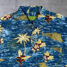 Load image into Gallery viewer, Vintage Tropic Joes Rainforest Wear "Costa Rica" Hawaiian Tropical Map Pattern Blue Shirt