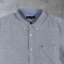 Load image into Gallery viewer, Tommy Hilfiger Mens M Linen Blend Shirt Blue Short Sleeve Button Down Medium