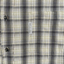 Load image into Gallery viewer, Columbia Mens M Grey Plaid Check Shirt Short Sleeve Outdoor Hiking Casual