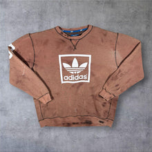 Load image into Gallery viewer, Adidas Trefoil Box Logo Graphic Tan-Brown Tie Dye Sweatshirt