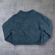 Load image into Gallery viewer, UNIQLO U Womens Wool Alpaca Blend Jumper Blue Brushed Fluffy Mock Neck Size L