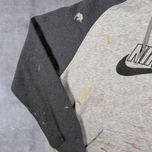 Load image into Gallery viewer, Early 00's Nike Embroidered Big Logo Spellout Colour Block Distressed Grey Hoodie