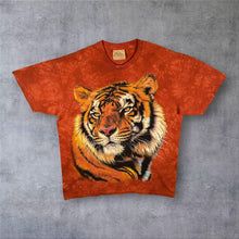 Load image into Gallery viewer, Vintage The Mountain (2000) Tiger Animal Wildlife Graphic Orange Tie Dye T-Shirt