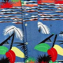 Load image into Gallery viewer, Vintage John F. Gee Hawaiian Tropical Pattern Blue Cotton Short Sleeve Shirt
