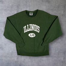 Load image into Gallery viewer, Vintage 90s Lee Cross Grain Illinois Alpha Phi Sweatshirt XL L Green USA Made
