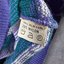 Load image into Gallery viewer, Vintage One By One Jumper Geometric Nordic Knit Purple Green V Neck Womens XL