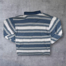Load image into Gallery viewer, Vintage 90s Billy Dean Quarter Zip Polo Shirt XXL XL Blue Grey Striped Collared