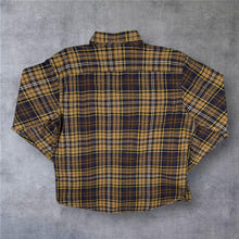 Load image into Gallery viewer, Rover & Lakes Mens XL 43/44 Soft Flannel Shirt Brown Mustard Plaid Check Grunge