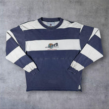 Load image into Gallery viewer, Vintage 90's Pat Master Embroidered Logo Washed Blue White Striped Long Sleeve T-Shirt