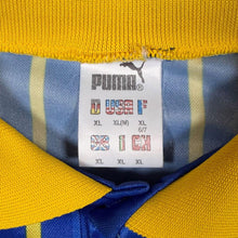 Load image into Gallery viewer, Vintage 90's Puma Blue Yellow Striped Collared Template Football Shirt